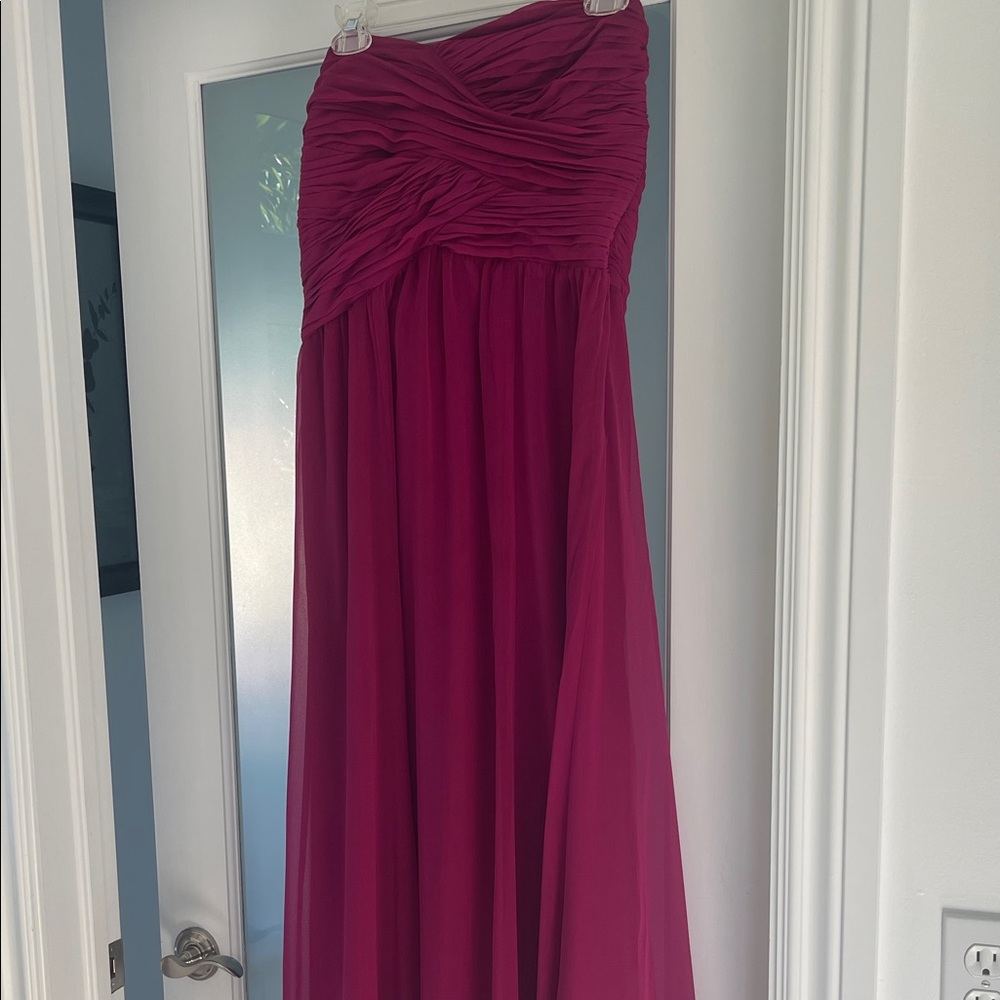 Lauren Ralph Lauren Strapless Ruched Bodice Maxi Dress in Magenta